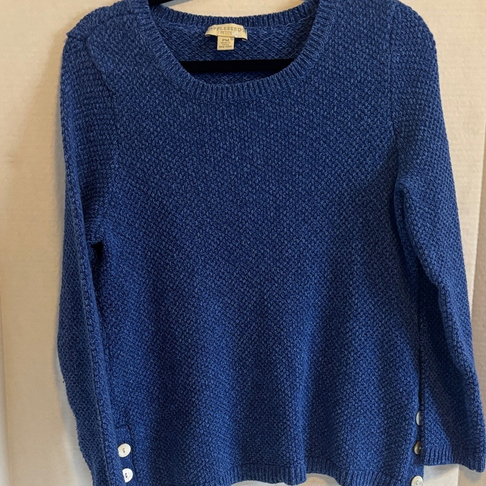 APPLESEED BRAND COBALT BLUE COTTON SWEATER CREW NECK LONG SLEEVES
SIZE P MEDIUM